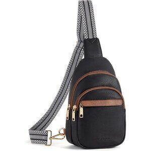 Women Black Imported PU Leather Small Crossbody Chest Sling Fanny Travel Bag
